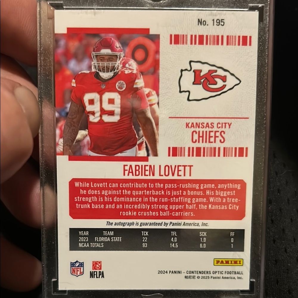 Contenders Optic Fabien Lovett Rookie Auto - Picture 2 of 2